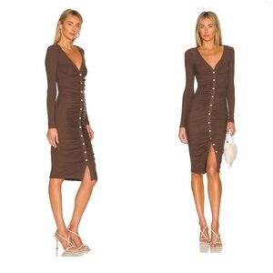 Superdown Grace Button Front Dress in Chocolate Brown 🤎 Medium